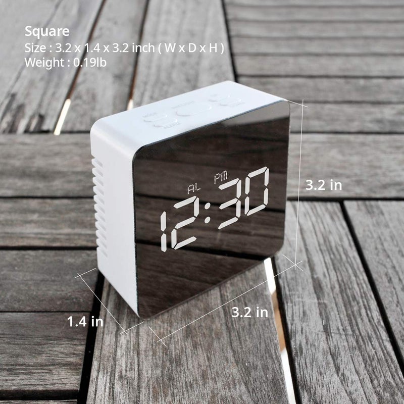 mooas LED Digital Mirror Clock 2 Types, Alarm/Snooze, Temperature, LED Mirror Clock (Rectangle) - Image 5